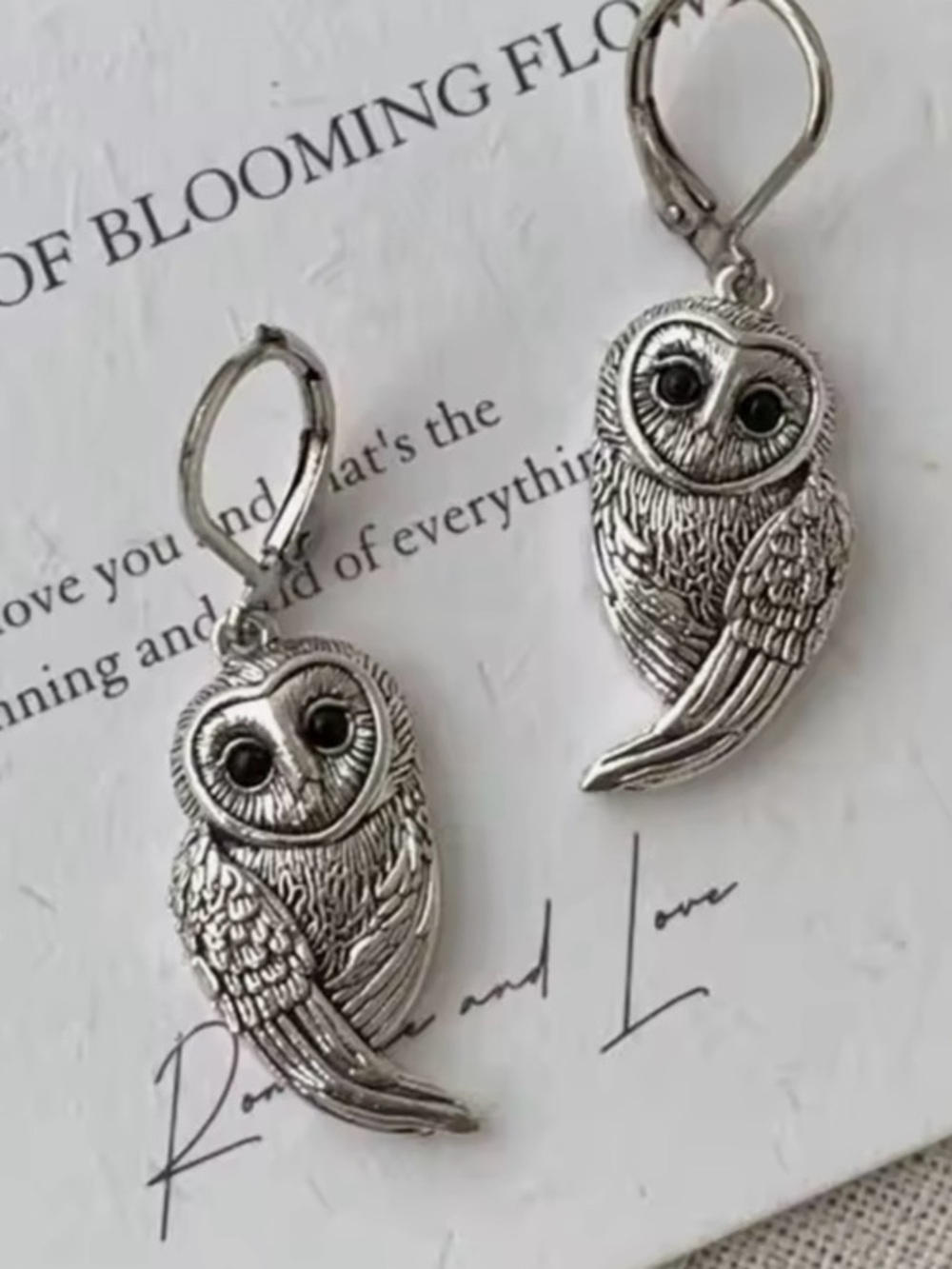 New .925 Sterling Owl Dangle Earrings